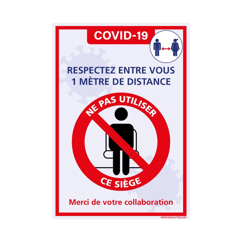 AFFICHE COVID-19 - NE PAS UTILISER CE SIÈGE (D1364)