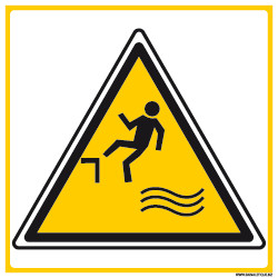 Panneau DANGER RISQUE DE CHUTE DANS L'EAU (C1229)