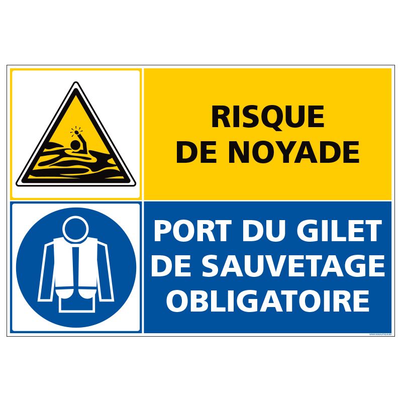 Panneau Port du gilet de sécurité obligatoire - Obligation port