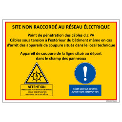 SIGNALISATION SITE PHOTOVOLTAIQUE NON RACCORDE AU RESEAU ELECTRIQUE (C1375)