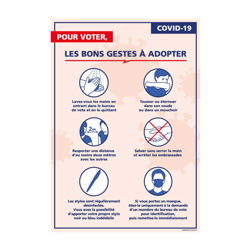 PANNEAU, LES BONS GESTES À ADOPTER COVID-19 - (G1628)