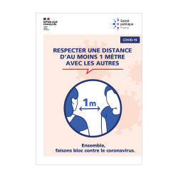 PANNEAU RESPECTER UNE DISTANCE D'AU MOINS 1 METRE AVEC LES AUTRES - (G1632)