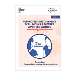 PANNEAU RESPECTER UNE DISTANCE D'AU MOINS 2 METRES AVEC LES AUTRES - (G1634)