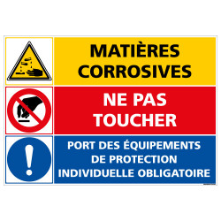 PANNEAU DANGER MATIERES CORROSIVES - NE PAS TOUCHER (C1403)