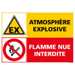PANNEAU SIGNALISATION ATMOSPHERE EXPLOSIVE - FLAMME NUE INTERDITE (C1404)