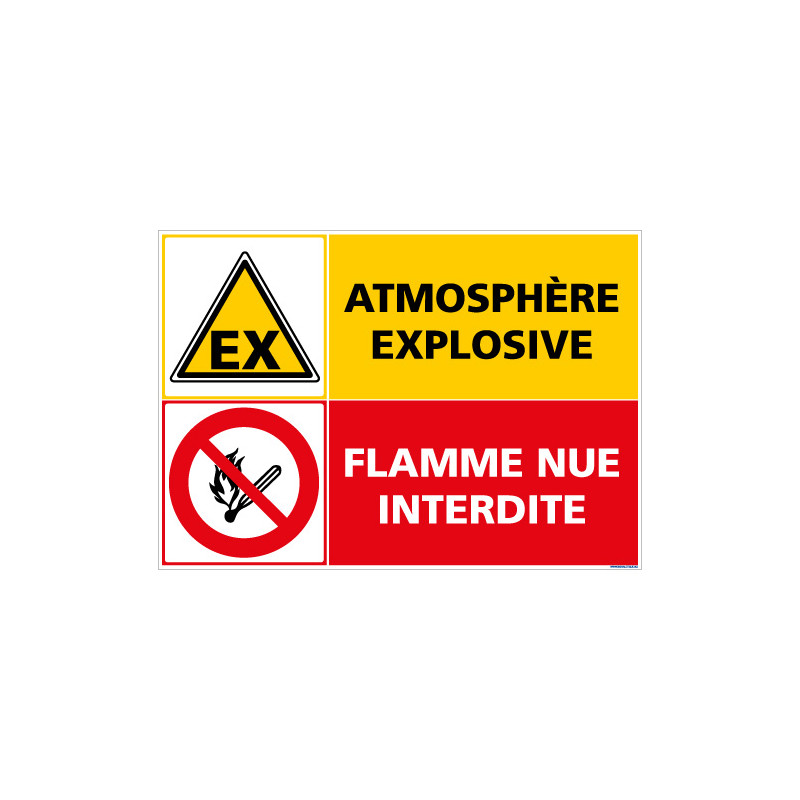 PANNEAU SIGNALISATION ATMOSPHERE EXPLOSIVE - FLAMME NUE INTERDITE (C1404)