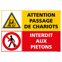 PANNEAU DANGER PASSAGE DE CHARIOTS - INTERDIT AUX PIETONS (C1406)