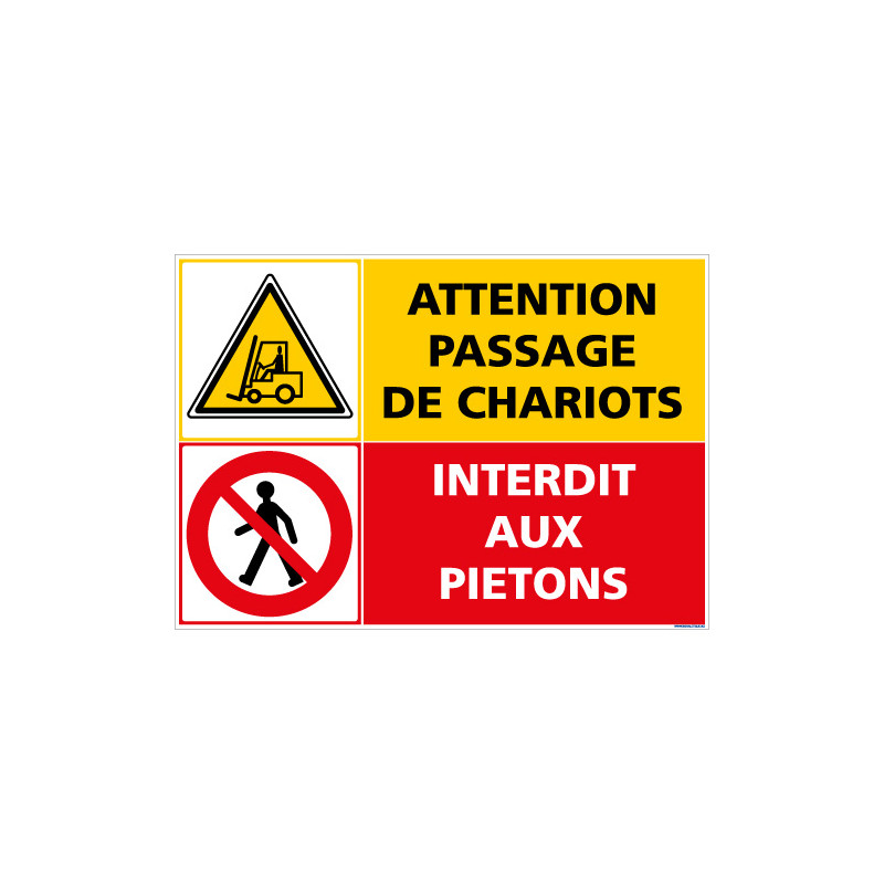 PANNEAU DANGER PASSAGE DE CHARIOTS - INTERDIT AUX PIETONS (C1406)