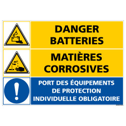 PANNEAU DANGER BATTERIES - MATIERES CORROSIVES (C1408)