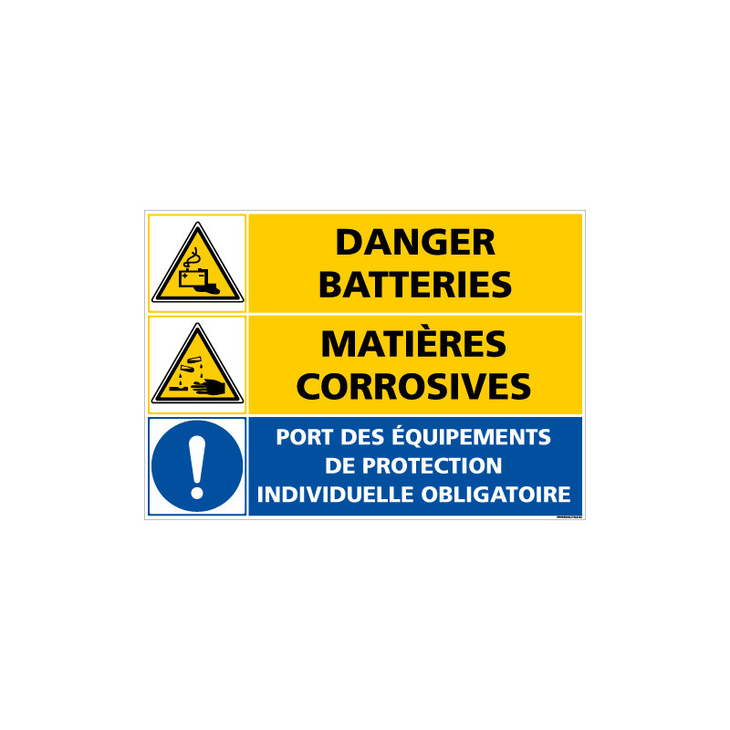 PANNEAU DANGER BATTERIES - MATIERES CORROSIVES (C1408)