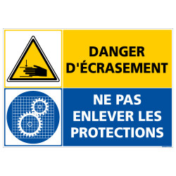 PANNEAU DANGER D'ECRASEMENT - NE PAS ENLEVER LES PROTECTIONS (C1410)