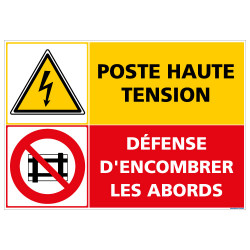 PANNEAU POSTE HAUTE TENSION DEFENSE D'ENCOMBRER (C1415)