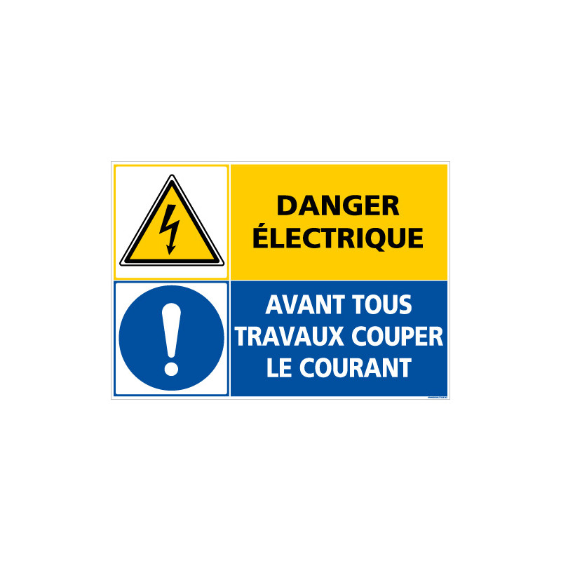 PANNEAU DANGER ELECTRIQUE - COUPER LE COURANT (C1417)