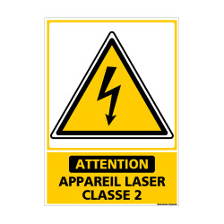 PANNEAU DANGER APPAREIL LASER DE CLASSE 2 (C1437)