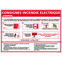 Panneau CONSIGNES INCENDIE ELECTRIQUE (A0300)