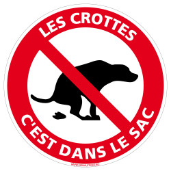 PANNEAU DEJECTION CANINE, LES CROTTES C'EST DANS LE SAC (D1062)