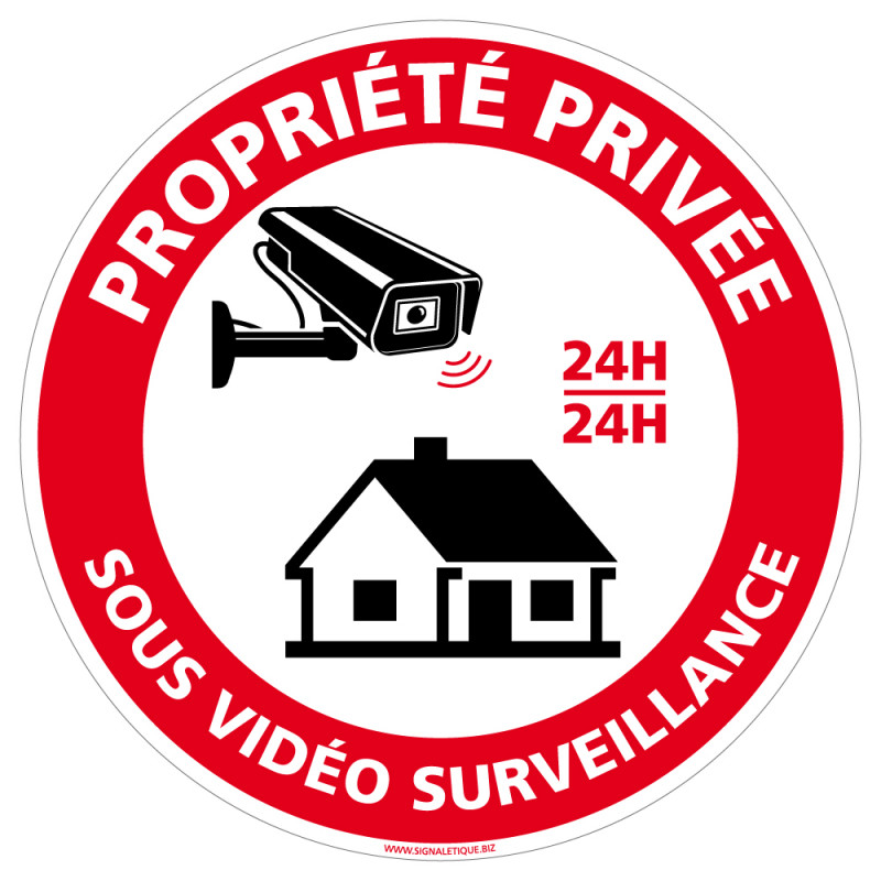 Panneau Propriété Privée Sous Vidéo Surveillance