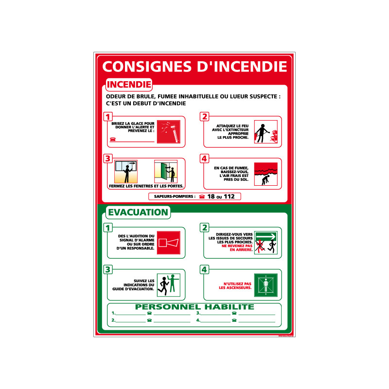 Panneau CONSIGNES INCENDIE (A0307)