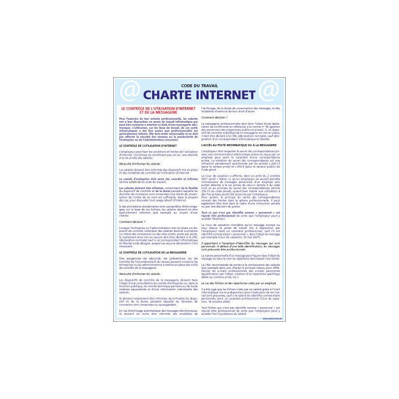 Panneau CHARTE INTERNET (A0339)
