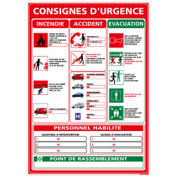 Panneau CONSIGNES GENERALES EN CAS D'URGENCE (A0308)