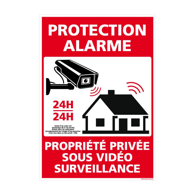 Panneau de sécurité Alarme - Propriété privée placée sous vidéo surveillance