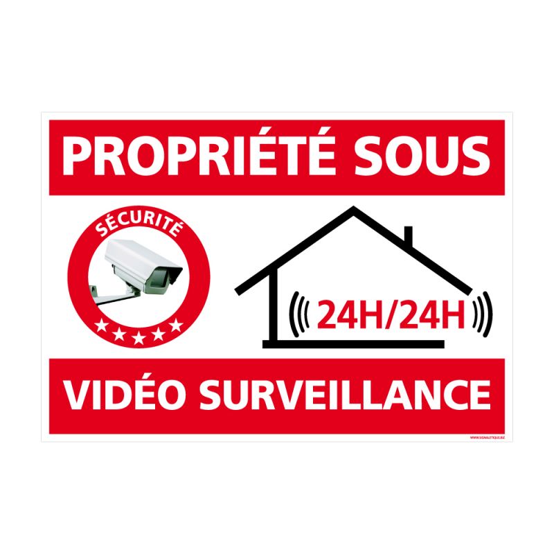 Plaque de porte Espace Sous Vidéo Surveillance Alu brossé