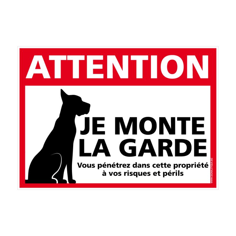 St-Bernard, Plaque portail Je Monte la Garde panneau Attention au Chien