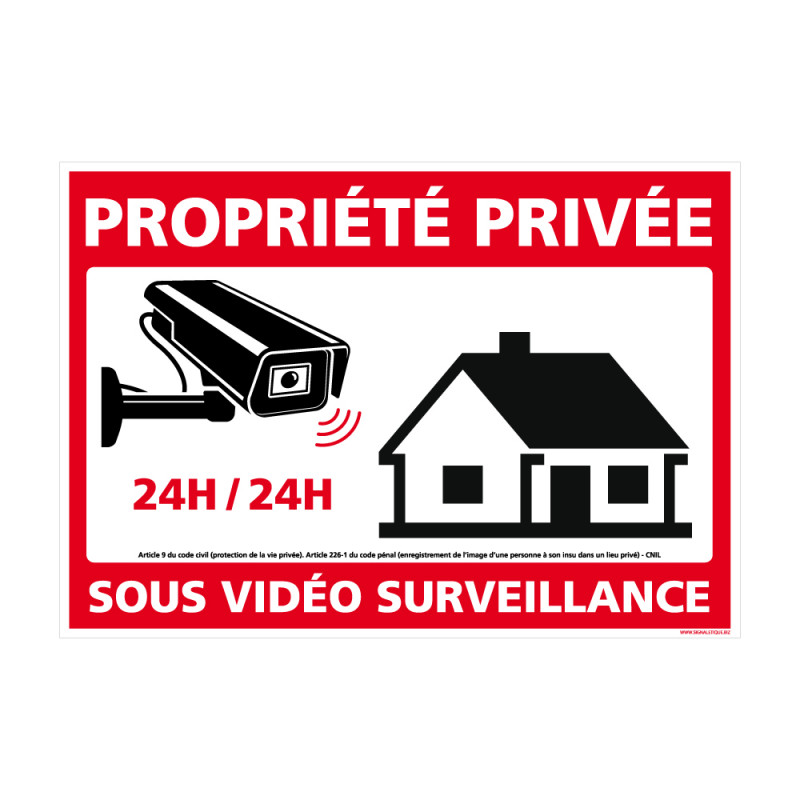 Panneau dispositif d'alarme - Propriété privée sous vidéo surveillance