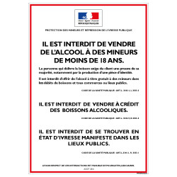 INTERDICTION VENTE ALCOOL AUX MINEURS (POUR DEBITS DE BOISSON A EMPORTER) (A0613)