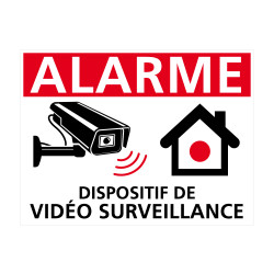 Sticker alarme Dispositif sous Vidéo Surveillance blanc