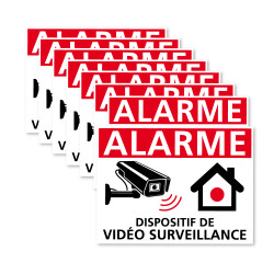 Lot de 8 autocollants anti intrusions Dispositif sous Vidéo Surveillance blanc
