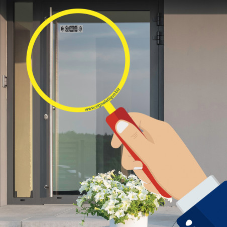 Pack De 2 Autocollants Sécurité Vitre - Avertissement Alarme, Vinyle Résistant, Forme Bouclier Bleu