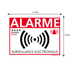 Stickers Alarme Surveillance électronique en adhésif 80 x 60 mm