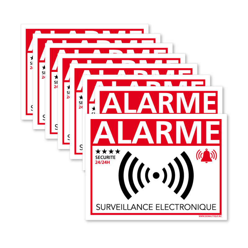 Autocollants dissuasifs Alarme Surveillance électronique Lot de 10 Dimensions 7,4 x 5,2 cm 