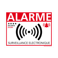 Lot de 12 autocollants Alarme Surveillance Électronique - Pictogramme Alarme