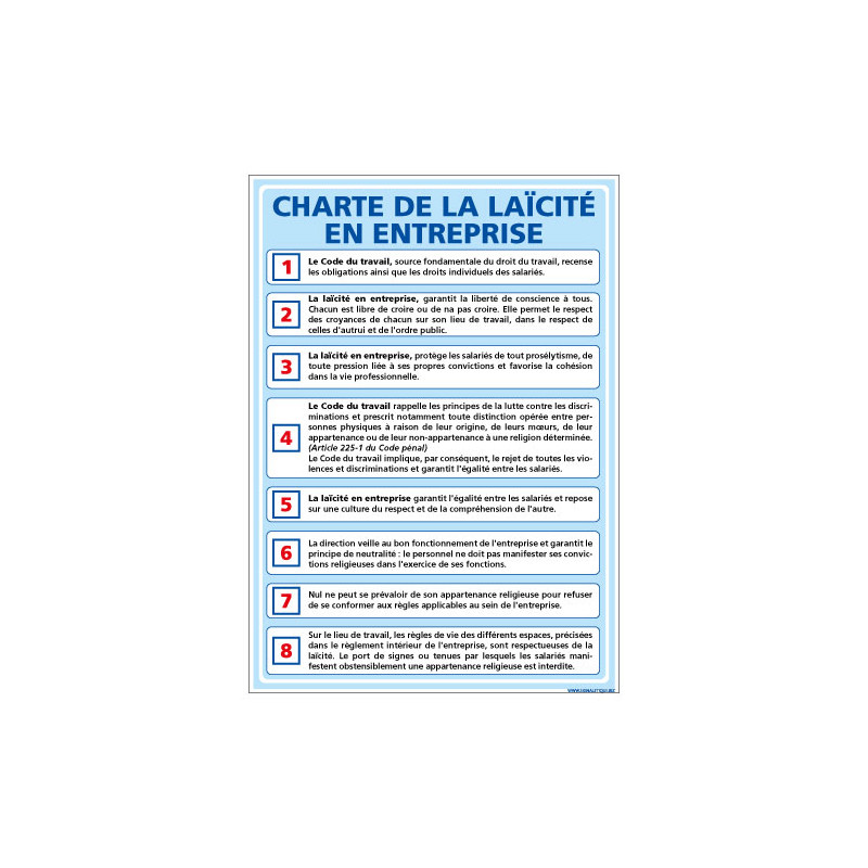 PANNEAU CHARTE DE LA LAœCITE EN ENTREPRISE (A0645)