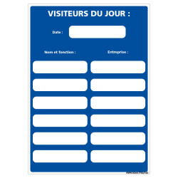 PANNEAU AFFICHAGE OBLIGATOIRE VISITEURS DU JOUR (A0656)