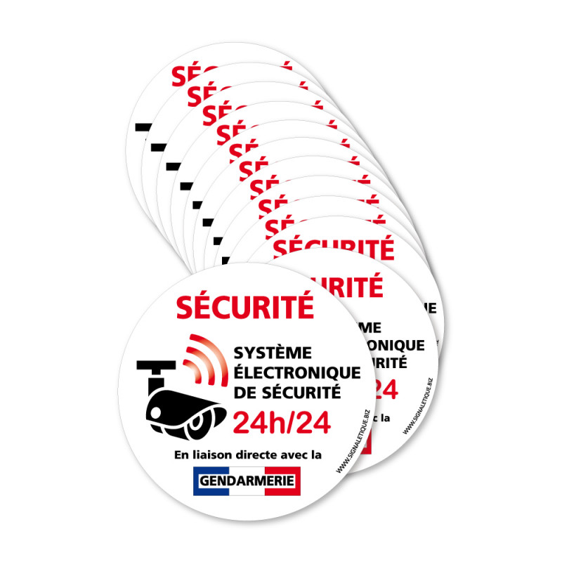 Lot de 12 autocollants Sécurité en liaison avec la gendarmerie