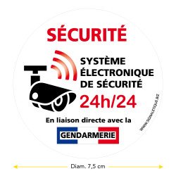 Sticker Système Électronique de Sécurité diamètre de 7,5 cm