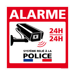 Panneau alarme en aluminium, Système relié à la Police en 200 x 200 mm