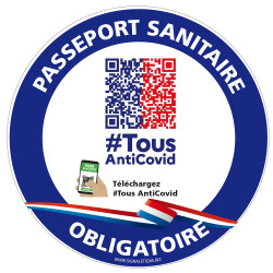 Panneau passeport sanitaire obligatoire avec application TousAntiCovid