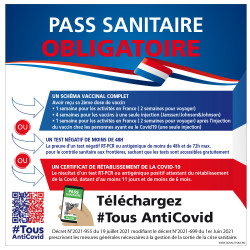 Panneau en adhésif, PVC ou alu de pass sanitaire obligatoire