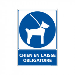 Panneau de signalisation obligatoire chien en laisse