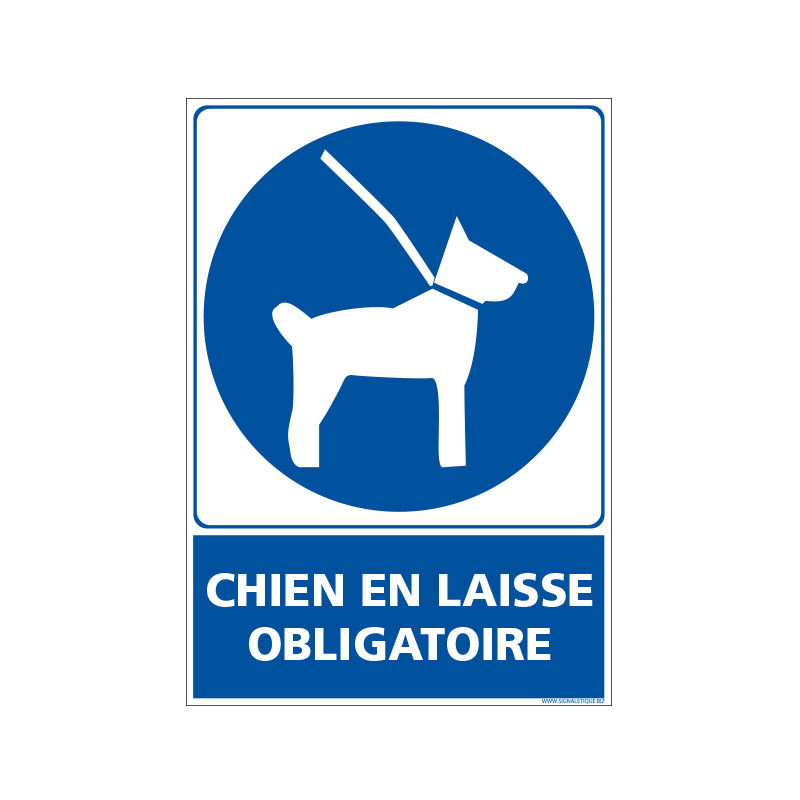 Panneau de signalisation obligatoire chien en laisse