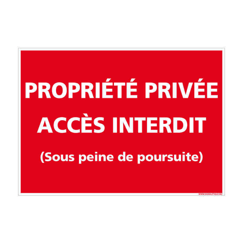 Panneau Propriété Privée - Création Personnalisée