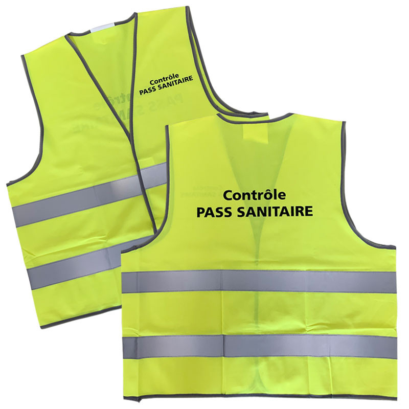 Gilet de sécurité fluorescent, contrôle du pass sanitaire, pour référent  COVID