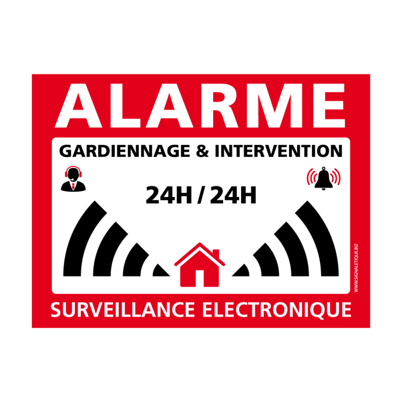 Autocollant Alarme, Gardiennage & Intervention - Surveillance