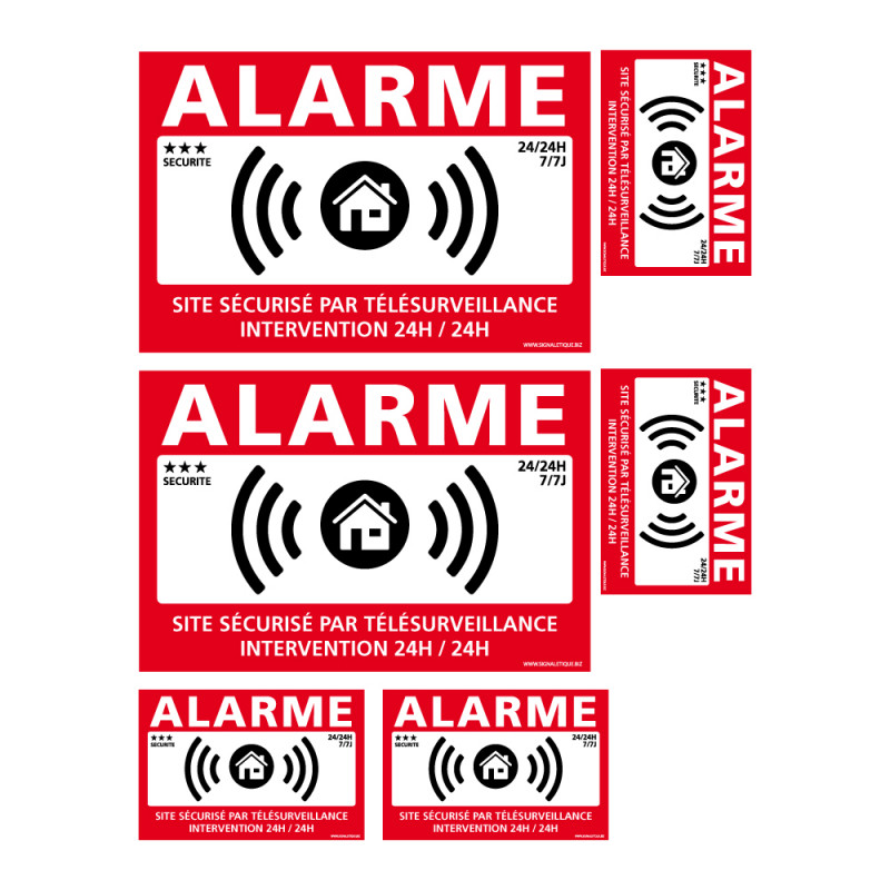 Lot 6 Autocollants Alarme - Site Sécurisé par Télésurveillance -  Intervention