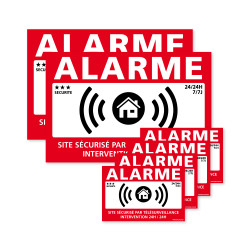 Lot d'adhésifs sécurité alarme x 6 rectangulaires