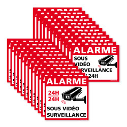 Lot stickers Alarme Vidéosurveillance x24